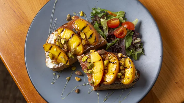 Dish with bread and vegetables